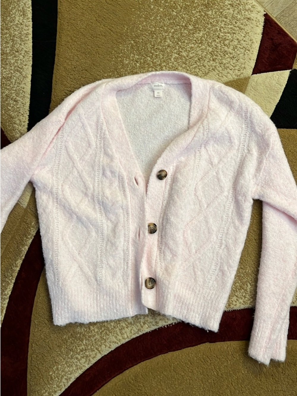 Auden Soft Pink V-Neck Button Cardigan